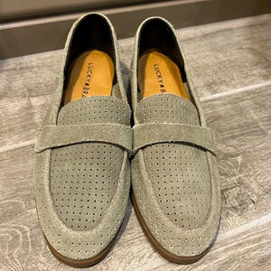 Lucky‎ brand women's Caviep gray perforated bock heels, size 6